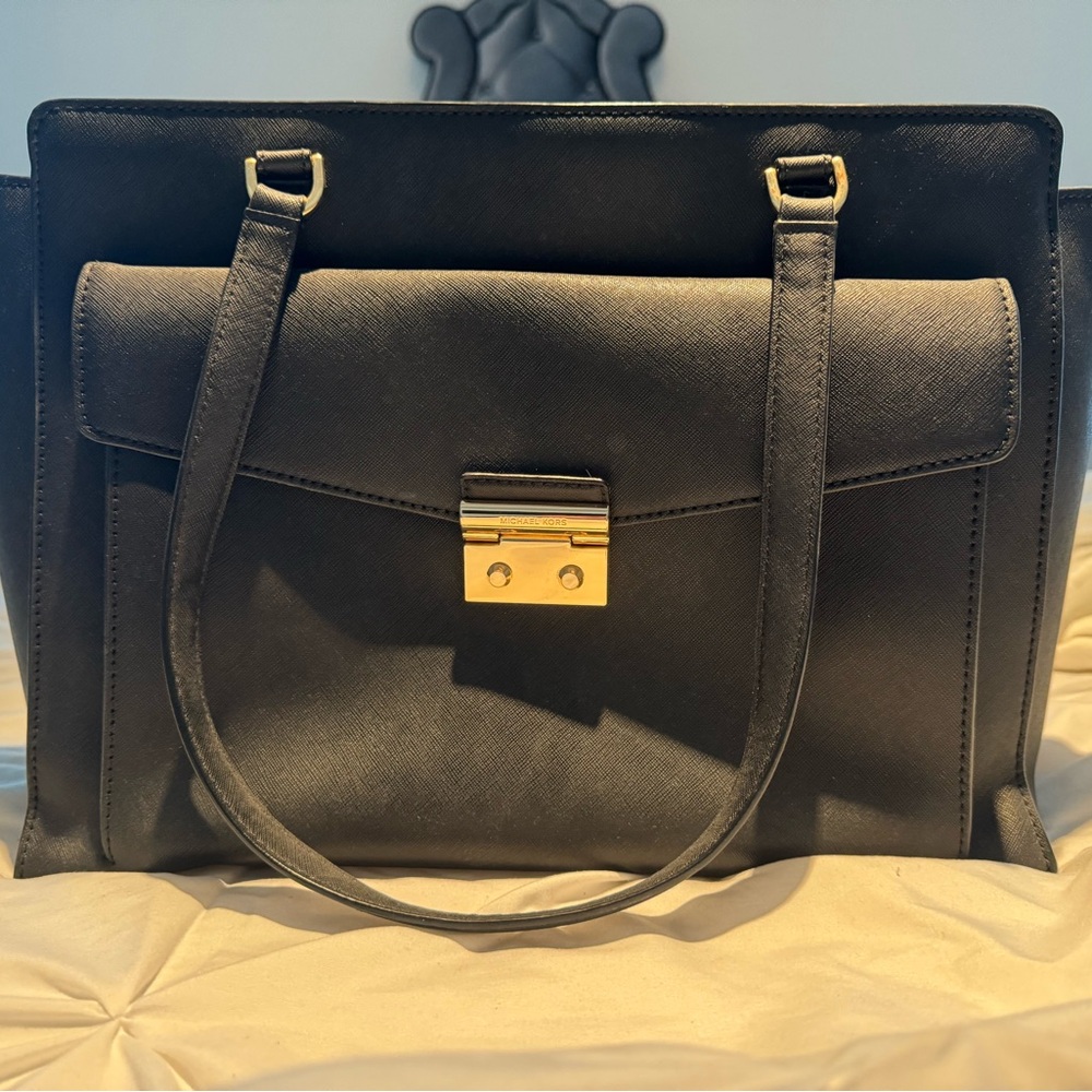 Michael Kors Black Leather Work Tote